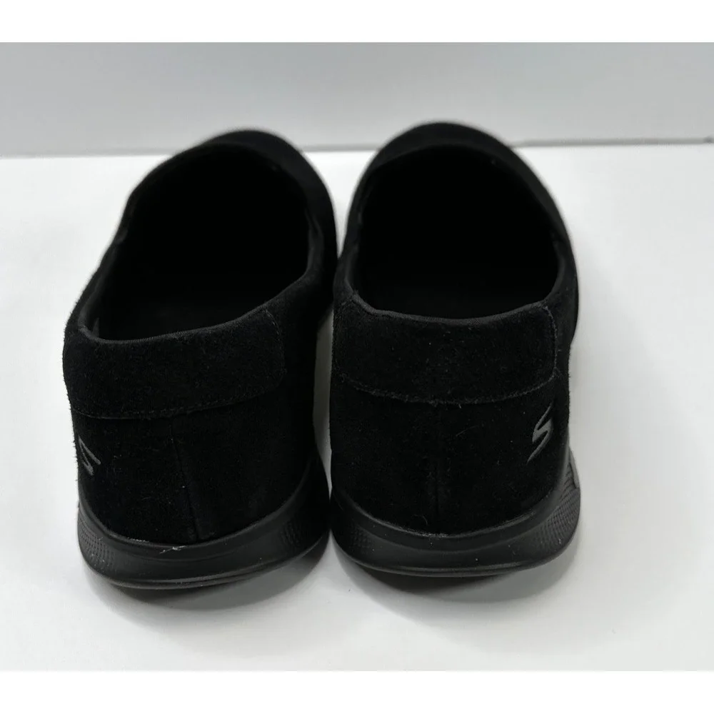 Skechers Women's Go Step Lite Delight Black Suede Shoes Sz 10 Wide Fit NIB